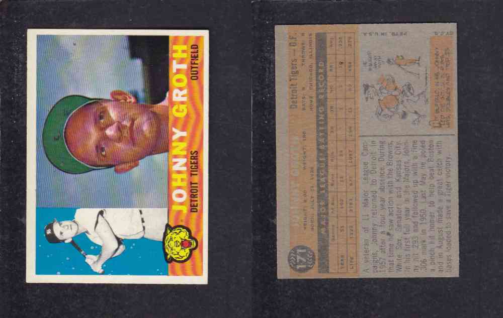 1960 TOPPS BASEBALL CARD #171 J. GROTH photo 1960 TOPPS BASEBALL CARD #171 J. GROTH photo