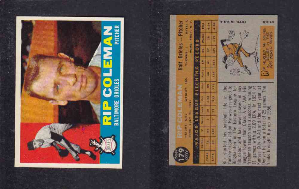 1960 TOPPS BASEBALL CARD #179 R. COLEMAN photo 1960 TOPPS BASEBALL CARD #179 R. COLEMAN photo