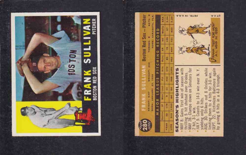 1960 TOPPS BASEBALL CARD #280 F. SILLIVAN photo 1960 TOPPS BASEBALL CARD #280 F. SILLIVAN photo