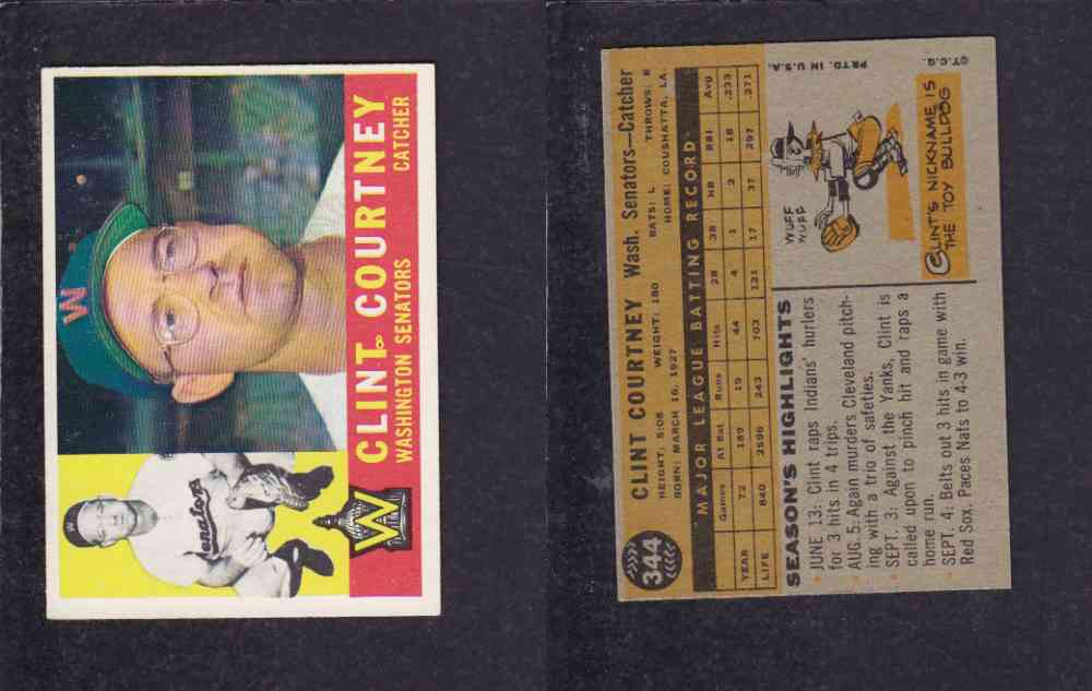 1960 TOPPS BASEBALL CARD #344 C. COURTNEY photo 1960 TOPPS BASEBALL CARD #344 C. COURTNEY photo