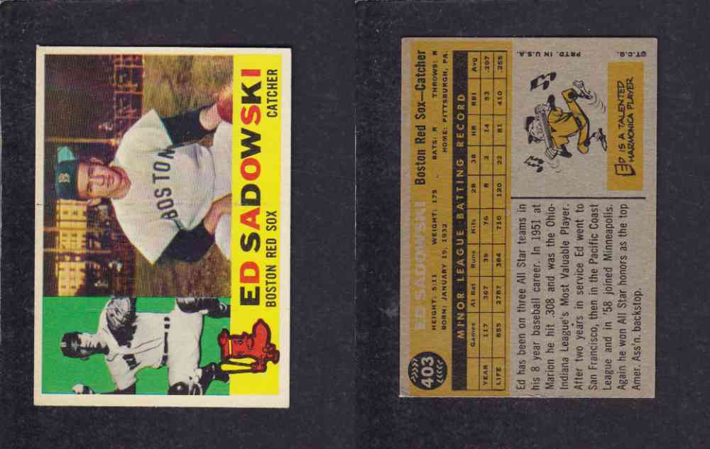 1960 TOPPS BASEBALL CARD #403 E. SADOWSKI photo 1960 TOPPS BASEBALL CARD #403 E. SADOWSKI photo