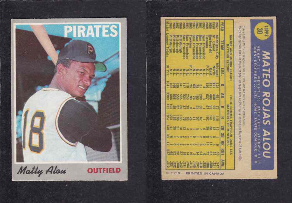 1970 O-PEE-CHEE BASEBALL CARD #30 M. ALOU photo 1970 O-PEE-CHEE BASEBALL CARD #30 M. ALOU photo