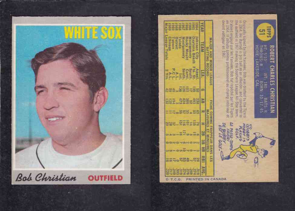 1970 O-PEE-CHEE BASEBALL CARD #51 B. CHRISTIAN photo 1970 O-PEE-CHEE BASEBALL CARD #51 B. CHRISTIAN photo