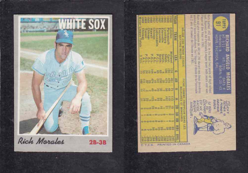 1970 O-PEE-CHEE BASEBALL CARD #91 R. MORALES photo 1970 O-PEE-CHEE BASEBALL CARD #91 R. MORALES photo