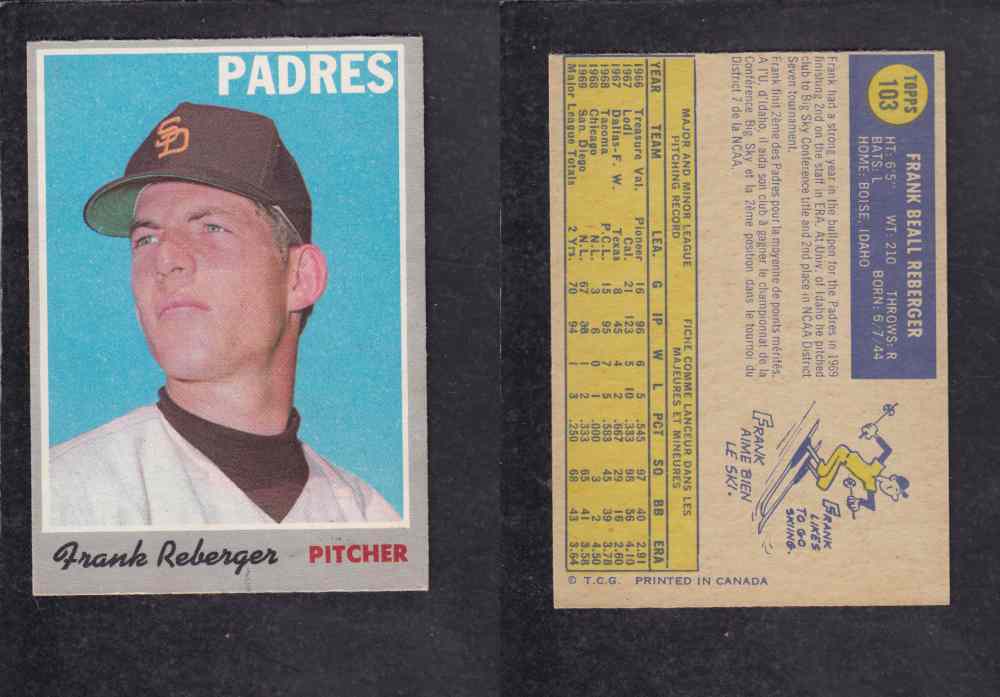 1970 O-PEE-CHEE BASEBALL CARD #103 F. REGERGER photo 1970 O-PEE-CHEE BASEBALL CARD #103 F. REGERGER photo