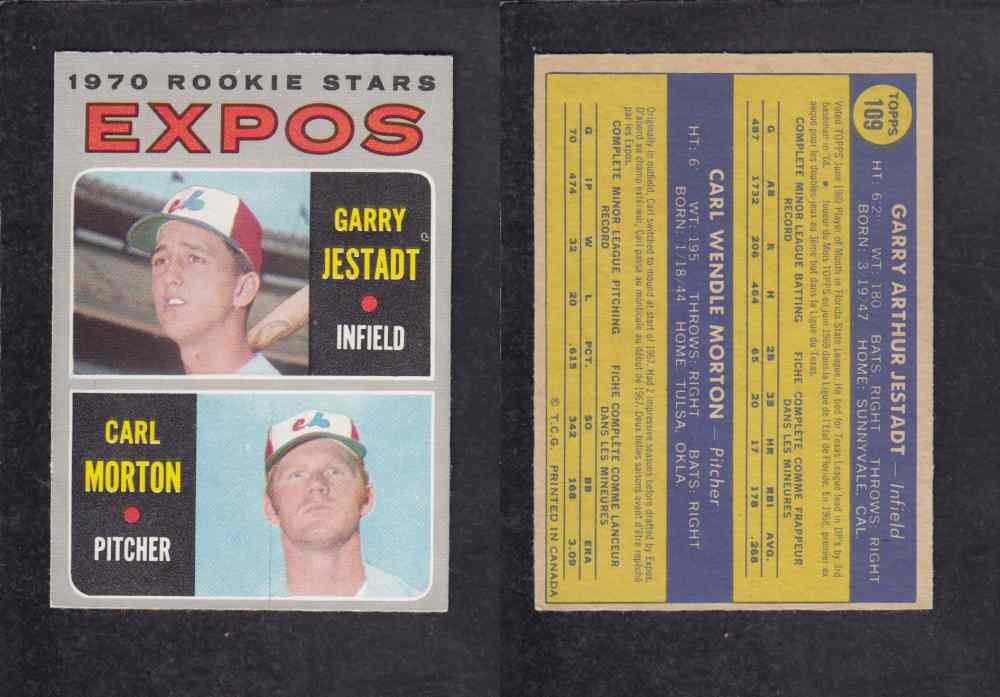 1970 O-PEE-CHEE BASEBALL CARD #109 G. JESTADT / C. MORTON photo 1970 O-PEE-CHEE BASEBALL CARD #109 G. JESTADT / C. MORTON photo