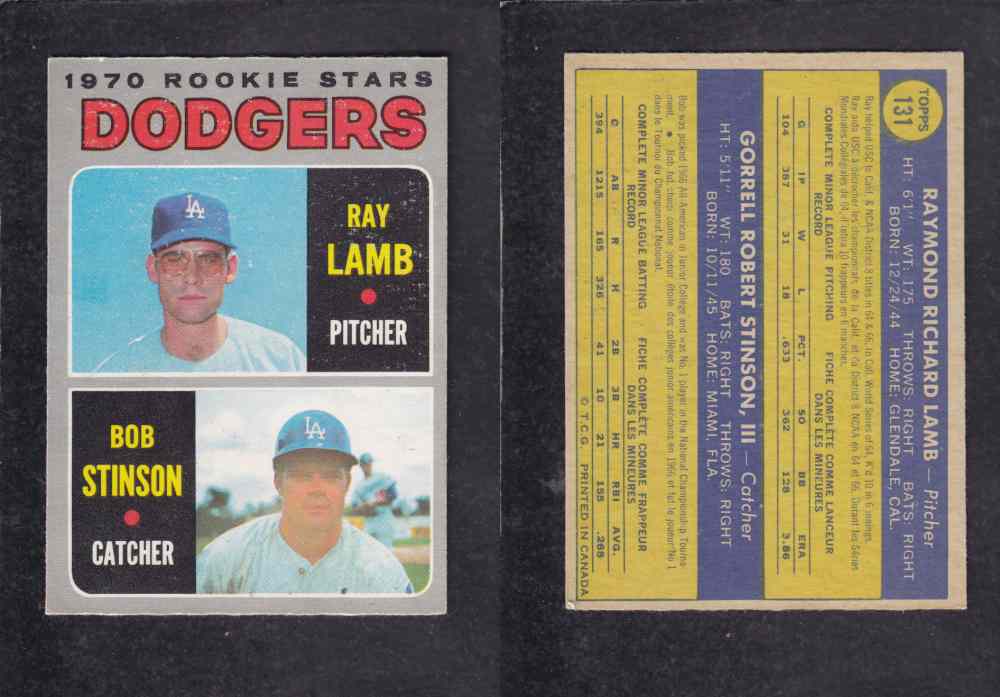 1970 O-PEE-CHEE BASEBALL CARD #131 R. LAMB / B. STINSON photo 1970 O-PEE-CHEE BASEBALL CARD #131 R. LAMB / B. STINSON photo