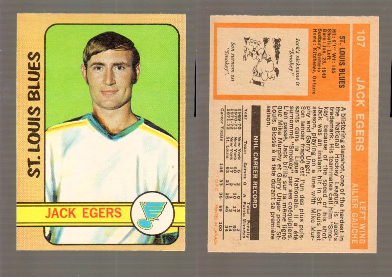 1972-73 O-PEE-CHEE HOCKEY CARD #107 J.EGERS photo 1972-73 O-PEE-CHEE HOCKEY CARD #107 J.EGERS photo