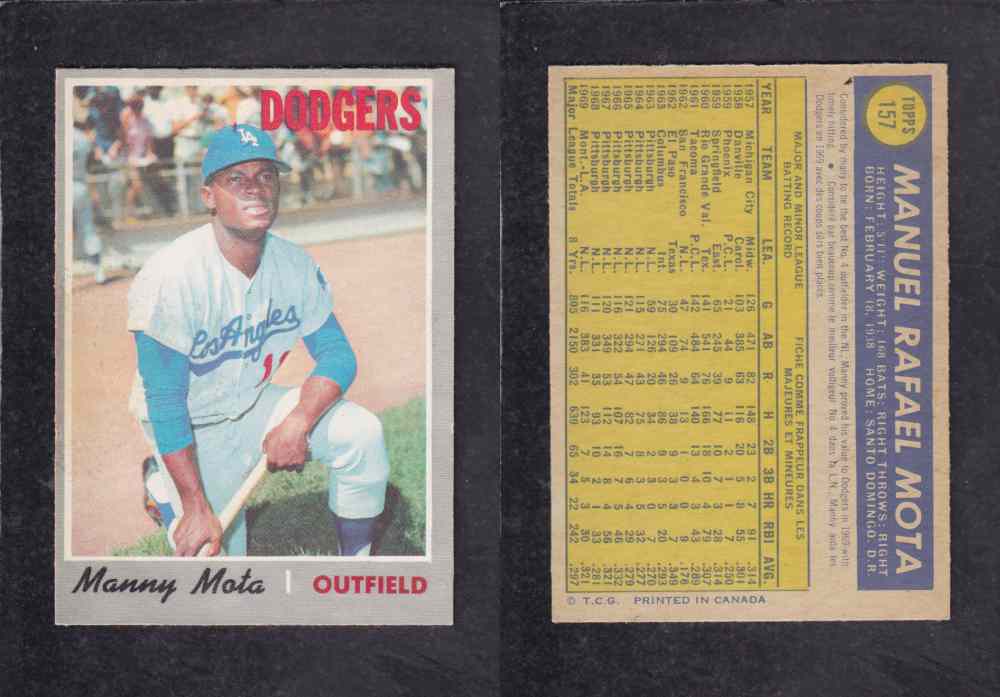 1970 O-PEE-CHEE BASEBALL CARD #157 M. MOTA photo 1970 O-PEE-CHEE BASEBALL CARD #157 M. MOTA photo