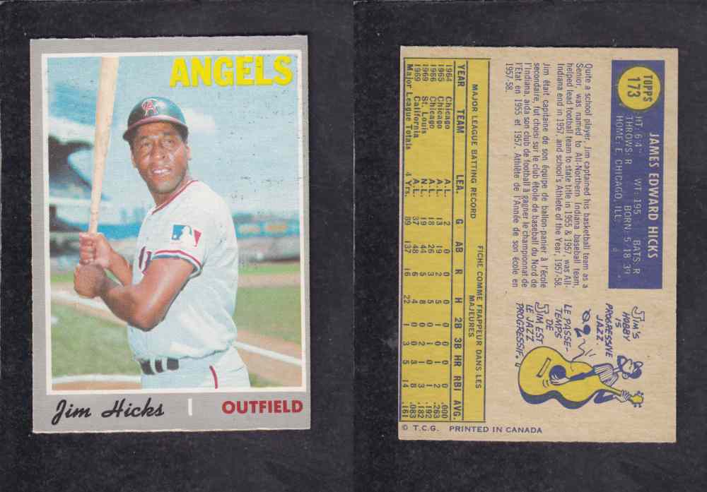 1970 O-PEE-CHEE BASEBALL CARD #173 J. HICKS photo 1970 O-PEE-CHEE BASEBALL CARD #173 J. HICKS photo