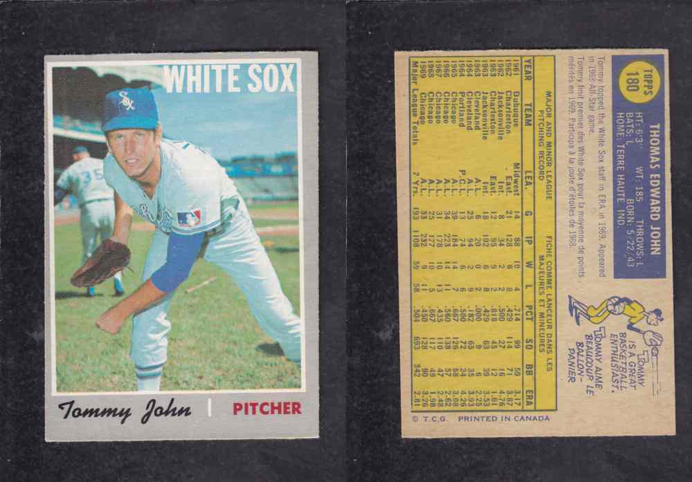 1970 O-PEE-CHEE BASEBALL CARD #180 T. JONH photo 1970 O-PEE-CHEE BASEBALL CARD #180 T. JONH photo