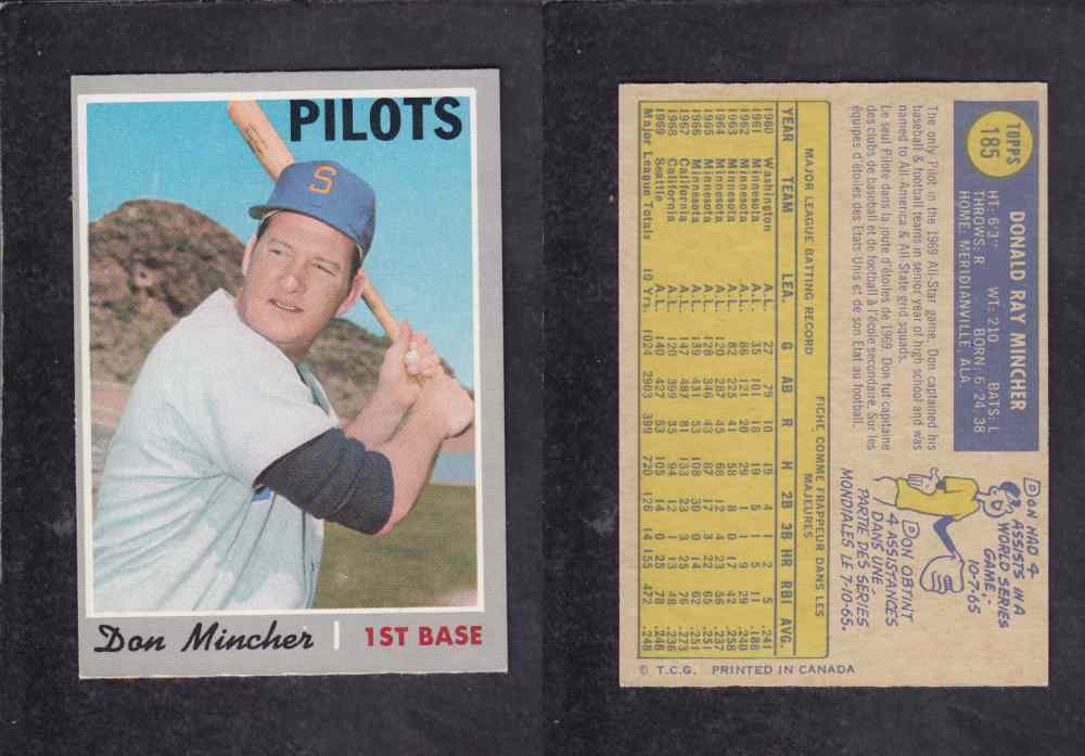 1970 O-PEE-CHEE BASEBALL CARD #185 D. MINCHER photo