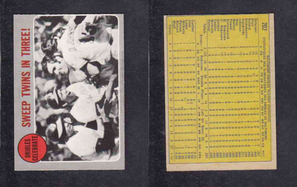 1970 O-PEE-CHEE BASEBALL CARD #202 ORIOLE CELEBRATE photo 1970 O-PEE-CHEE BASEBALL CARD #202 ORIOLE CELEBRATE photo