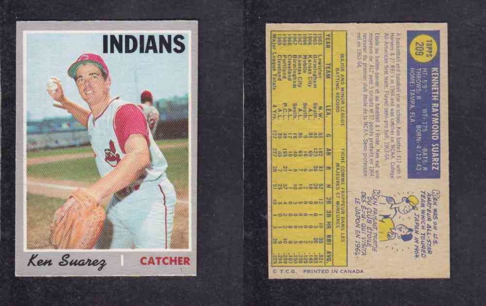 1970 O-PEE-CHEE BASEBALL CARD #209 K. SUAREZ photo 1970 O-PEE-CHEE BASEBALL CARD #209 K. SUAREZ photo