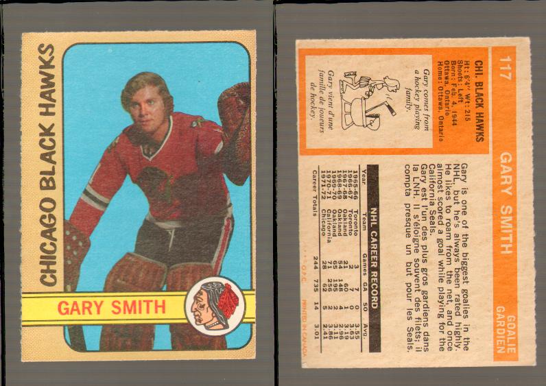 1972-73 O-PEE-CHEE HOCKEY CARD #117 G.SMITH photo 1972-73 O-PEE-CHEE HOCKEY CARD #117 G.SMITH photo