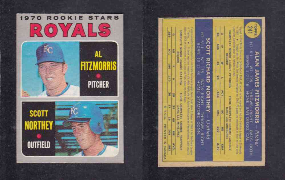 1970 O-PEE-CHEE BASEBALL CARD #241 A. FITZMORRIS / S. NORTHEY photo 1970 O-PEE-CHEE BASEBALL CARD #241 A. FITZMORRIS / S. NORTHEY photo