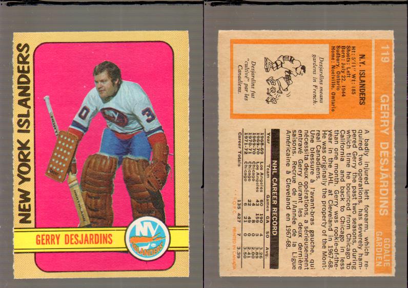 1972-73 O-PEE-CHEE HOCKEY CARD #119 G.DESJARDINS photo 1972-73 O-PEE-CHEE HOCKEY CARD #119 G.DESJARDINS photo