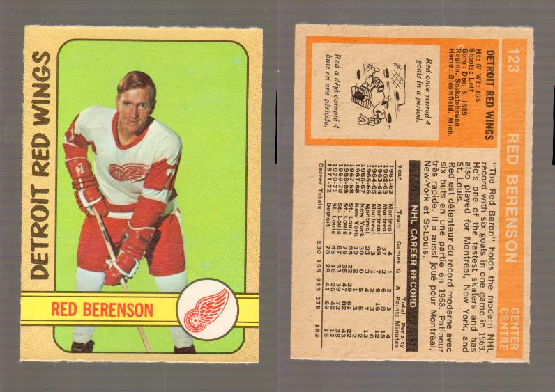 1972-73 O-PEE-CHEE HOCKEY CARD #123 R.BERENSON photo 1972-73 O-PEE-CHEE HOCKEY CARD #123 R.BERENSON photo