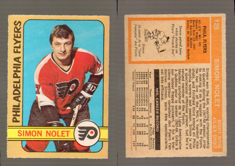1972-73 O-PEE-CHEE HOCKEY CARD #125 S.NOLET photo 1972-73 O-PEE-CHEE HOCKEY CARD #125 S.NOLET photo