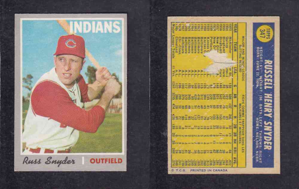 1970 O-PEE-CHEE BASEBALL CARD #347 R. SNYDER photo 1970 O-PEE-CHEE BASEBALL CARD #347 R. SNYDER photo