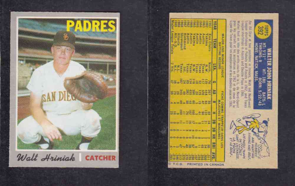 1970 O-PEE-CHEE BASEBALL CARD #392 W. HRINIAK photo 1970 O-PEE-CHEE BASEBALL CARD #392 W. HRINIAK photo
