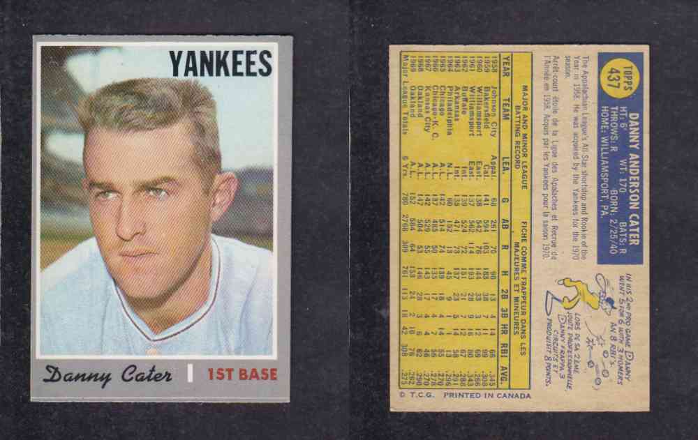 1970 O-PEE-CHEE BASEBALL CARD #437 D. CATER photo 1970 O-PEE-CHEE BASEBALL CARD #437 D. CATER photo