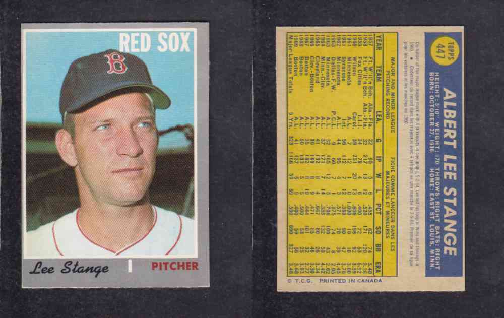 1970 O-PEE-CHEE BASEBALL CARD #447 L. STANGE photo 1970 O-PEE-CHEE BASEBALL CARD #447 L. STANGE photo