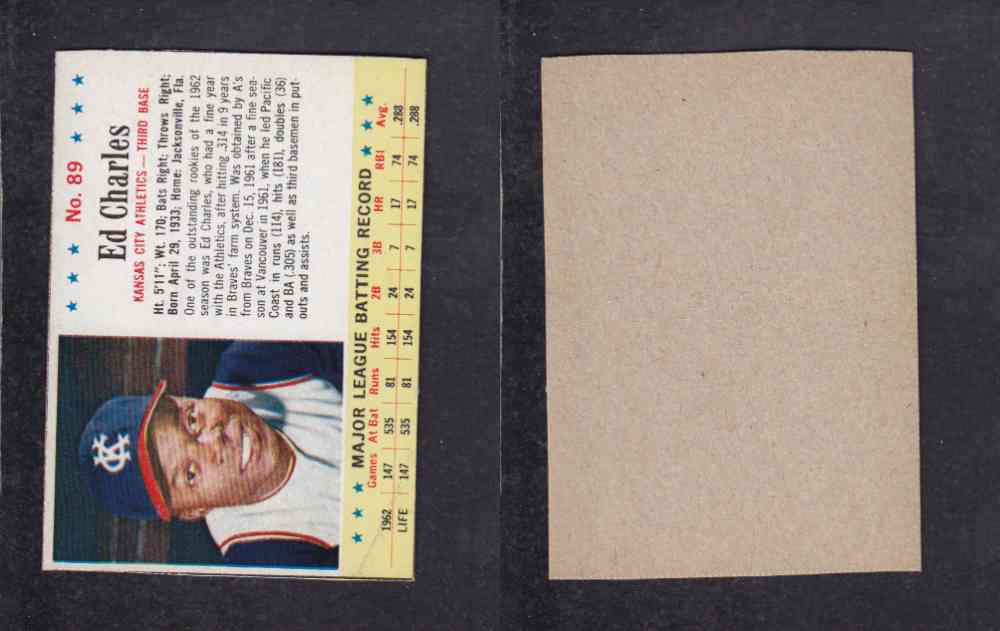 1963 POST CEREAL BASEBALL CARD #89 E. CHARLES photo