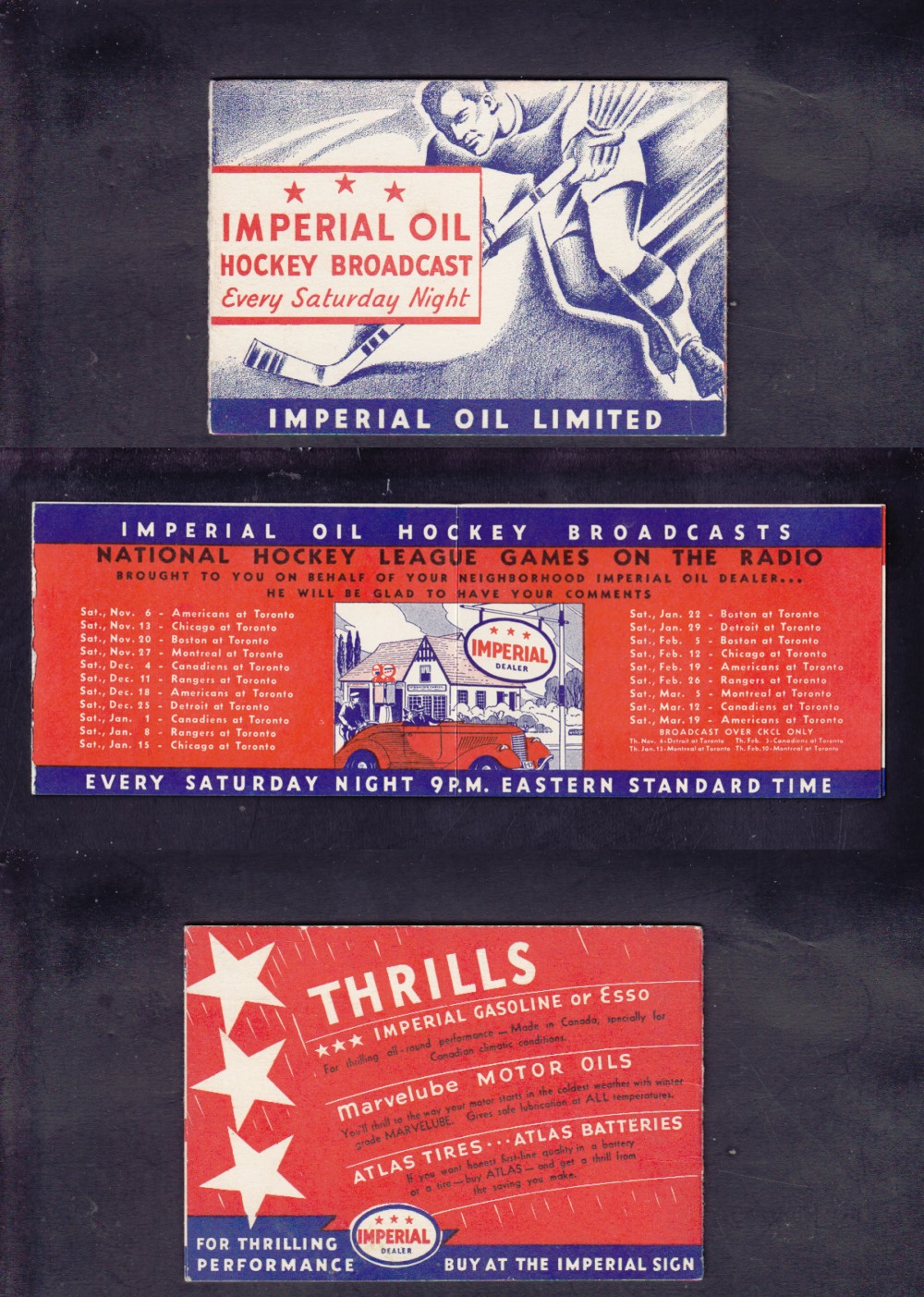 1937-38 ESSO NHL HOCKEY SCHEDULE photo 1937-38 ESSO NHL HOCKEY SCHEDULE photo