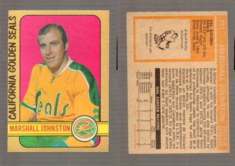 1972-73 O-PEE-CHEE HOCKEY CARD #171 M.JOHNSTON photo 1972-73 O-PEE-CHEE HOCKEY CARD #171 M.JOHNSTON photo