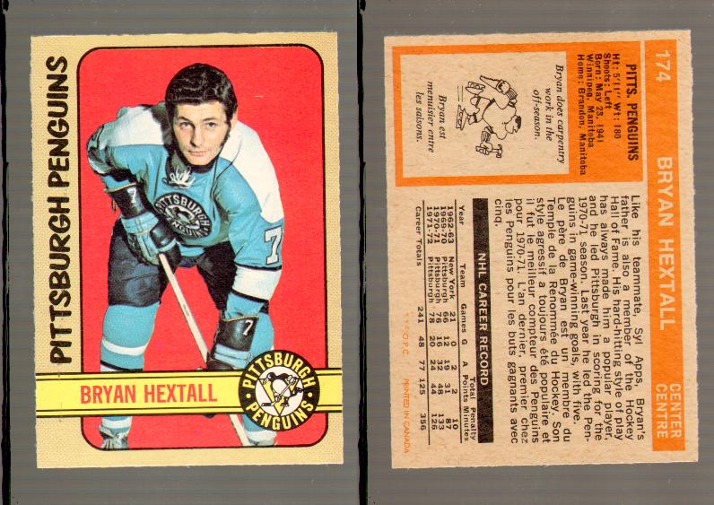 1972-73 O-PEE-CHEE HOCKEY CARD #174 B.HEXTALL photo 1972-73 O-PEE-CHEE HOCKEY CARD #174 B.HEXTALL photo