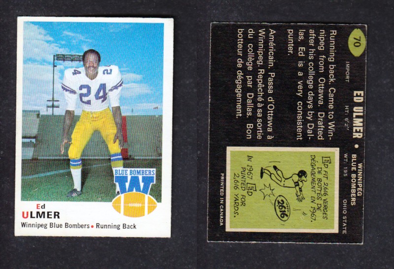 1970 CFL O-PEE-CHEE FOOTBALL CARD #70 ED. ULMER photo