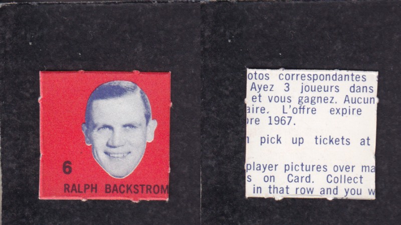 1967-68 IGA MONTREAL CANADIENS HOCKEY CARD R. BACKSTROM photo 1967-68 IGA MONTREAL CANADIENS HOCKEY CARD R. BACKSTROM photo