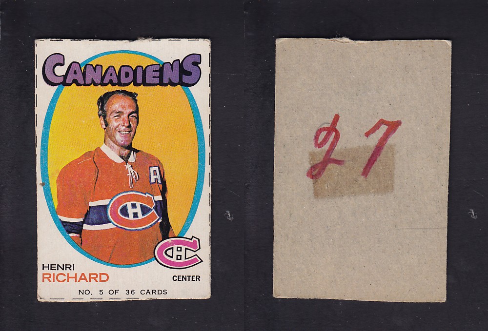 1971-72 BAZOOKA HOCKEY CARD #5 H. RICHARD photo 1971-72 BAZOOKA HOCKEY CARD #5 H. RICHARD photo