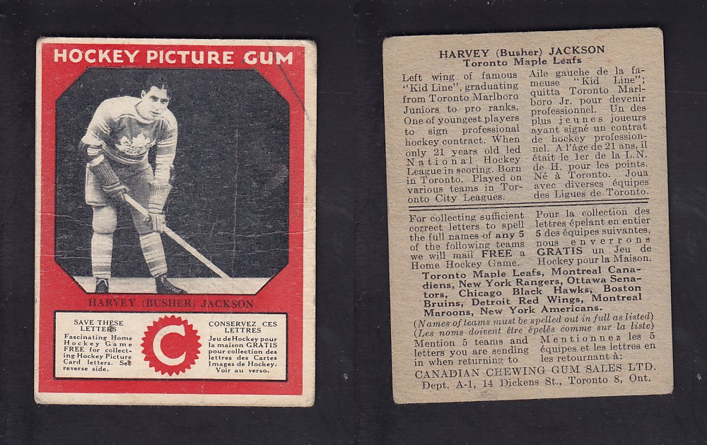 1933-34 CANADIAN CHEWING GUM HOCKEY CARD H. JACKSON photo 1933-34 CANADIAN CHEWING GUM HOCKEY CARD H. JACKSON photo