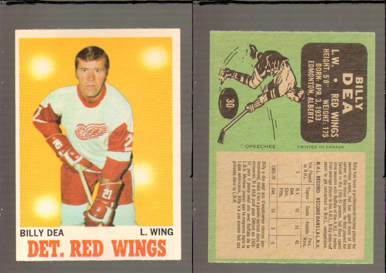 1970-71 O-PEE-CHEE CARD #30 B. DEA photo 1970-71 O-PEE-CHEE CARD #30 B. DEA photo