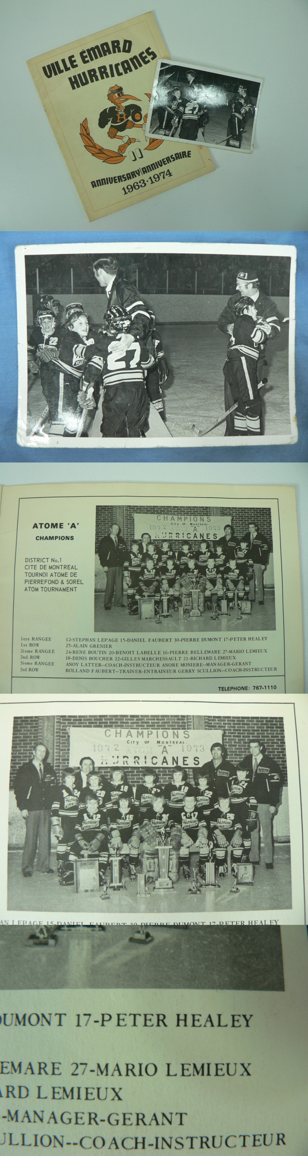 1974 VILLE EMARD HURRICANES PROGRAM & PHOTO WITH M. LEMIEUX photo 1974 VILLE EMARD HURRICANES PROGRAM & PHOTO WITH M. LEMIEUX photo