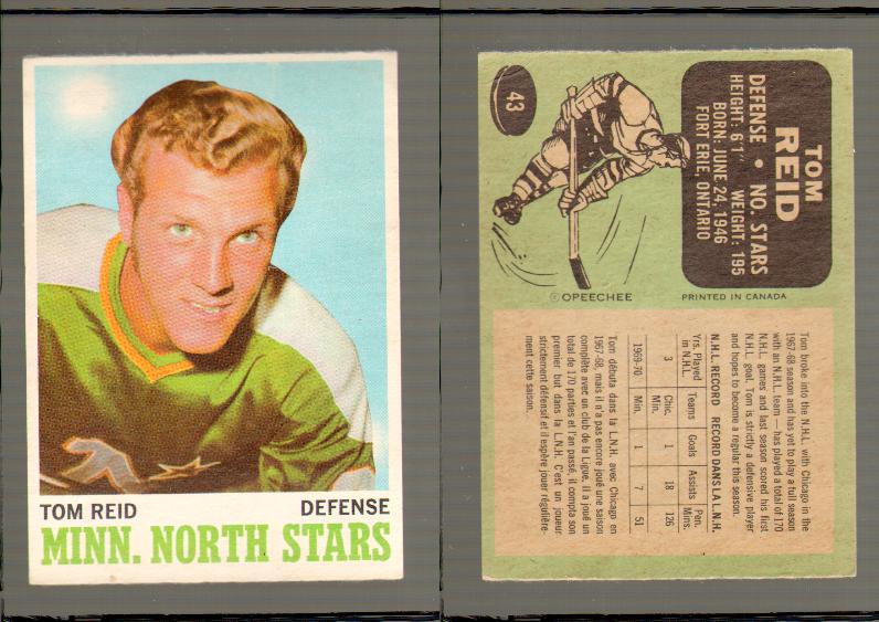 1970-71 O-PEE-CHEE CARD #43 T. REID photo 1970-71 O-PEE-CHEE CARD #43 T. REID photo