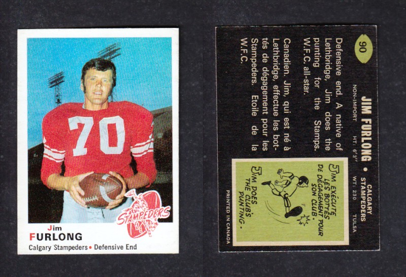 1970 CFL O-PEE-CHEE FOOTBALL CARD #90 J. FURLONG photo