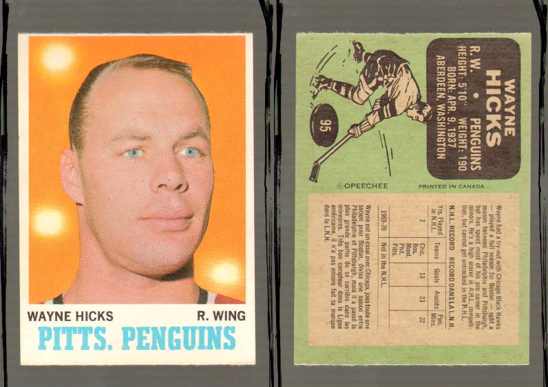 1970-71 O-PEE-CHEE CARD #95 W. HICKS photo 1970-71 O-PEE-CHEE CARD #95 W. HICKS photo