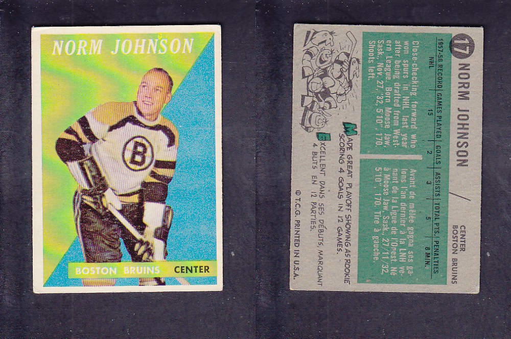 1958-59 TOPPS HOCKEY CARD #17 N. JOHNSON photo 1958-59 TOPPS HOCKEY CARD #17 N. JOHNSON photo