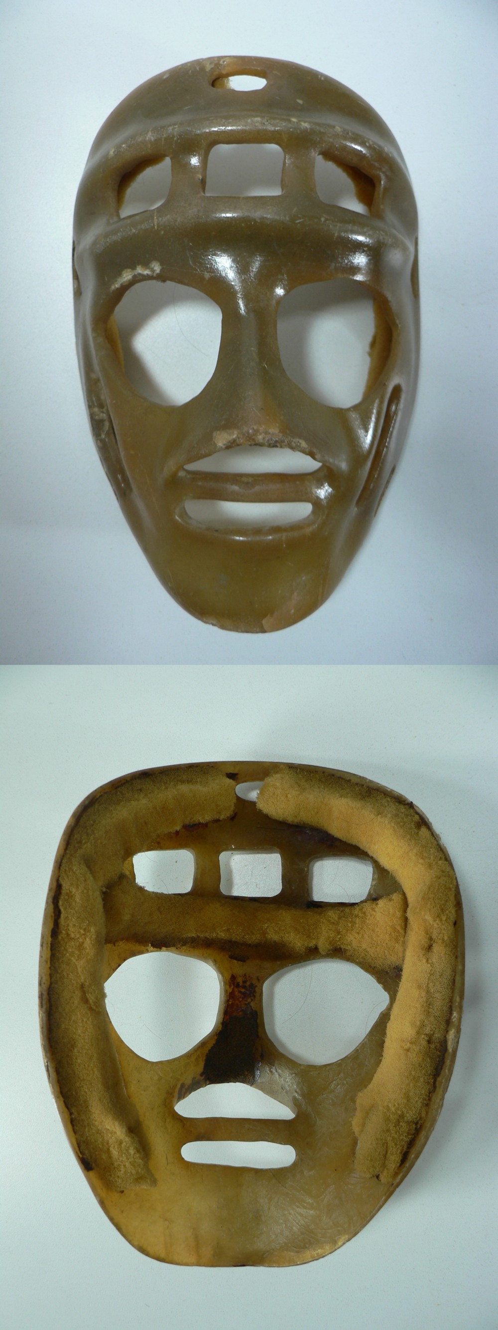 1960'S ORIGINAL FIBERGLASS GOALIE MASK photo 1960'S ORIGINAL FIBERGLASS GOALIE MASK photo