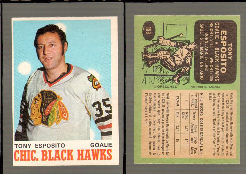 1970-71 O-PEE-CHEE CARD #153 T. ESPOSITO photo 1970-71 O-PEE-CHEE CARD #153 T. ESPOSITO photo