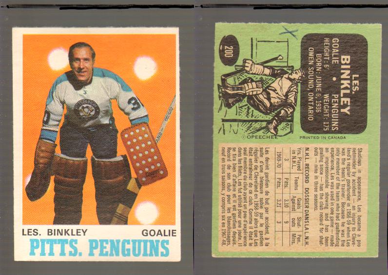 1970-71 O-PEE-CHEE CARD #200 L. BINKLEY photo