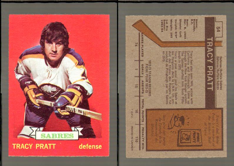 1973-74 O-PEE-CHEE CARD #54 T. PRATT photo 1973-74 O-PEE-CHEE CARD #54 T. PRATT photo