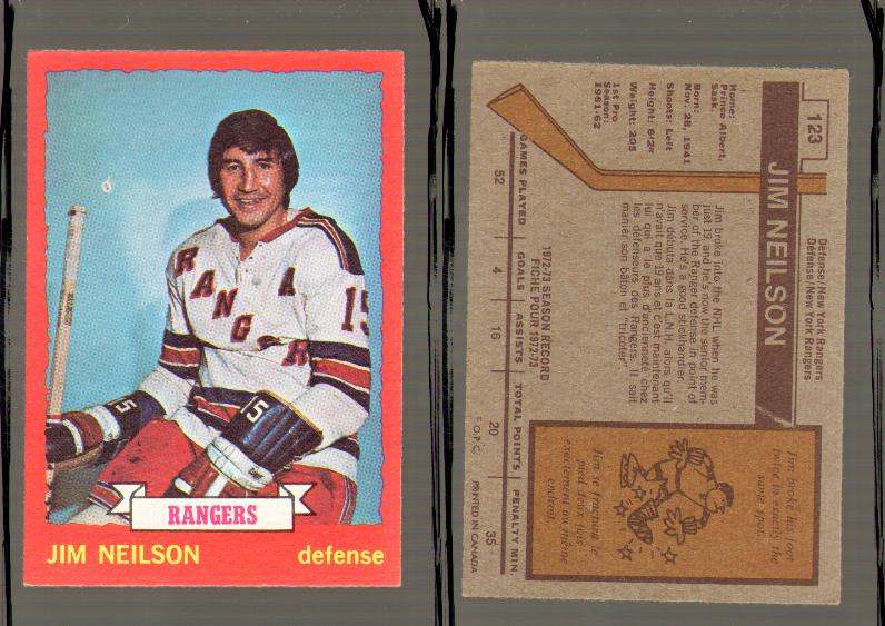 1973-74 O-PEE-CHEE CARD #123 J. NEILSON photo 1973-74 O-PEE-CHEE CARD #123 J. NEILSON photo