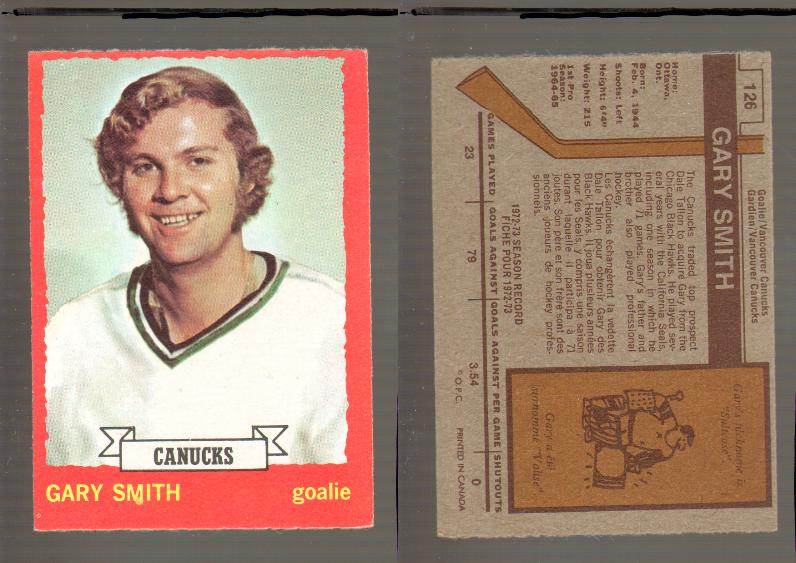 1973-74 O-PEE-CHEE CARD #126 G. SMITH photo 1973-74 O-PEE-CHEE CARD #126 G. SMITH photo