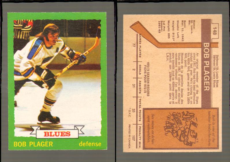 1973-74 O-PEE-CHEE CARD #148 B. PLAGER photo 1973-74 O-PEE-CHEE CARD #148 B. PLAGER photo