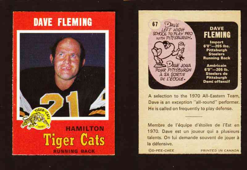 1971 CFL O-PEE-CHEE FOOTBALL CARD #67 D. FLEMING photo