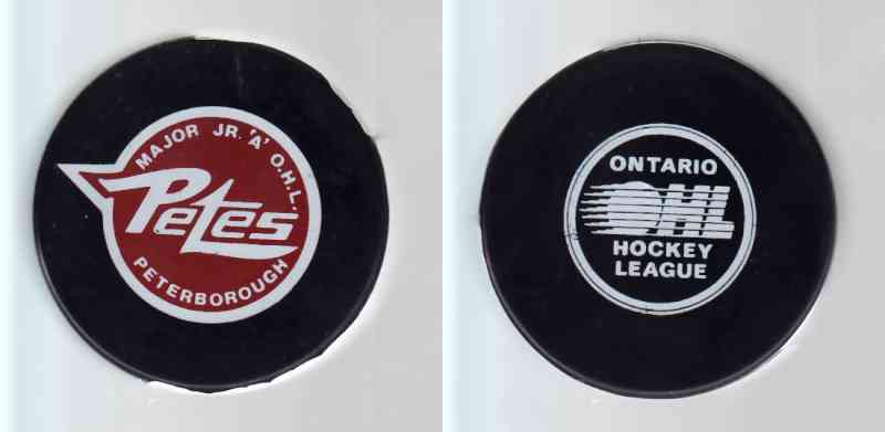 1984-86 OHL GDR PETERBOROUGH PETES GAME PUCK photo 1984-86 OHL GDR PETERBOROUGH PETES GAME PUCK photo